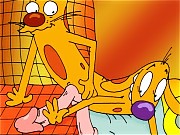 Cat and Dog spend a lovely evening masturbating each other’s big fat cocks until they both cum