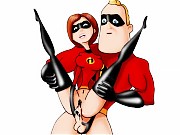 Mr. Incredible stuffs Elastigirl's pussy with super cock